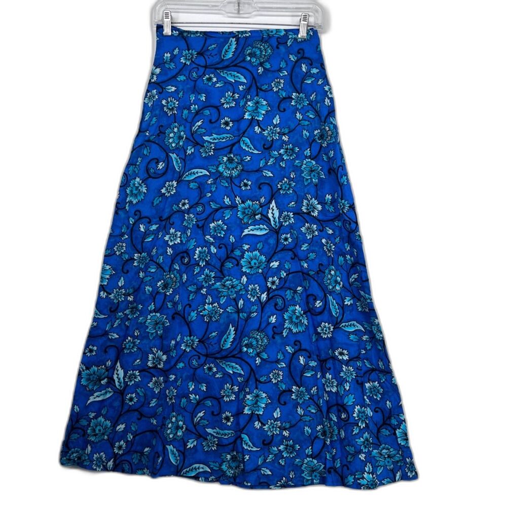 Kathie Lee Collection Floral Print Aline Maxi Skirt Lightweight Boho Size 10